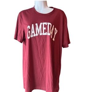 Bella Canvas Gameday T-Shirt Burgundy Graphic Tee Top‎ Women's Large